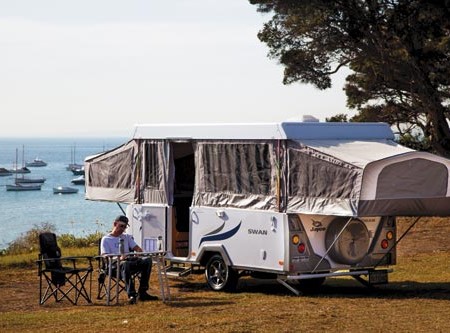The Jayco Swan camper. Very friendly to wallets.