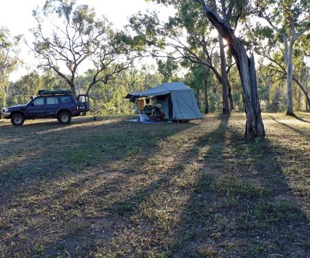Position your trailer so the shade falls across the campsite in the mid-afternoon — in Australia, th