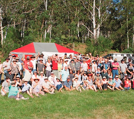 A large assembly of proud camper owners gathers for a week of fun, relaxation and offroad excitement