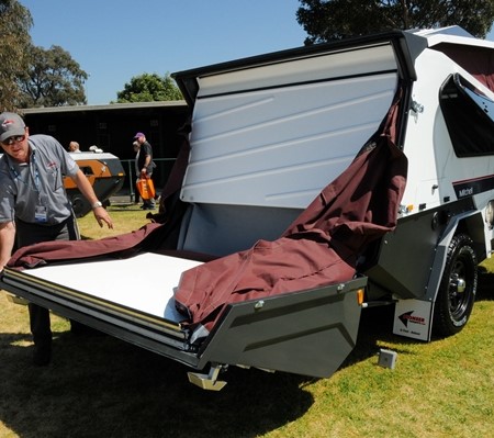 The new Pioneer Mitchell rear-fold camper.