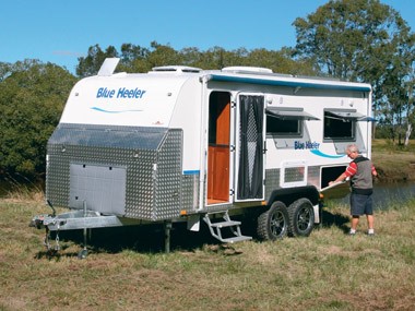 The Sunland Caravans Blue Heeler after another day on the road.