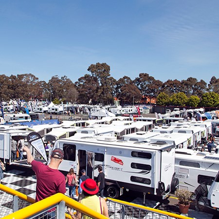 RVs as far as the eye can see at Melbourne Leisurefest 2016.