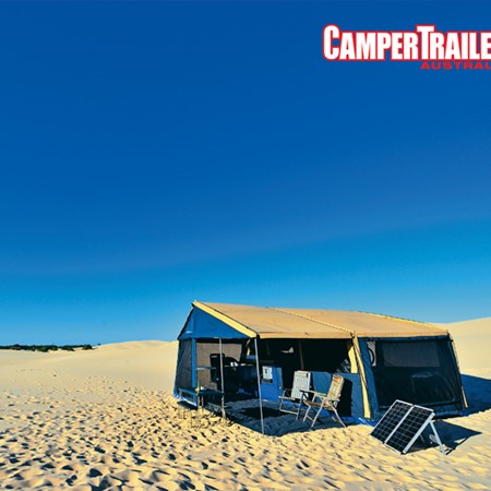 Download the Camping by the dunes wallpaper