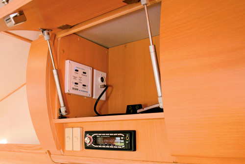 Exclusive Caravans Walk-A-Bout 620ST stereo controls and storqage
