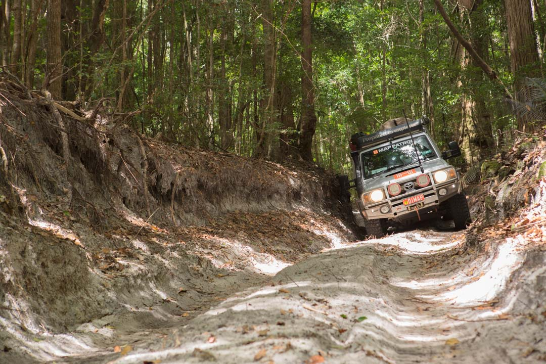 Some rugged four-wheel driving in the Northern Forests region of Fraser Island.