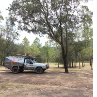This easy AWD track leads down to a nice campsite with modern facilities, with pine plantations and a graded gravel track dominating the drive.