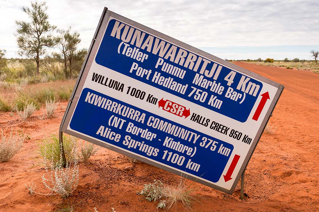 Sign for Kunawarritji Canning Stock Route