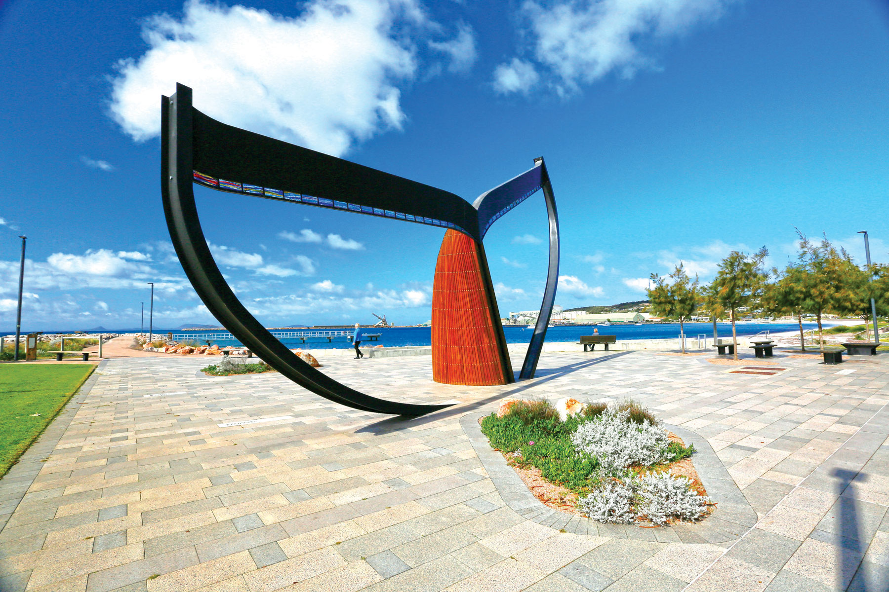 The Whale Tail sculpture on the Esplanade at Esperance