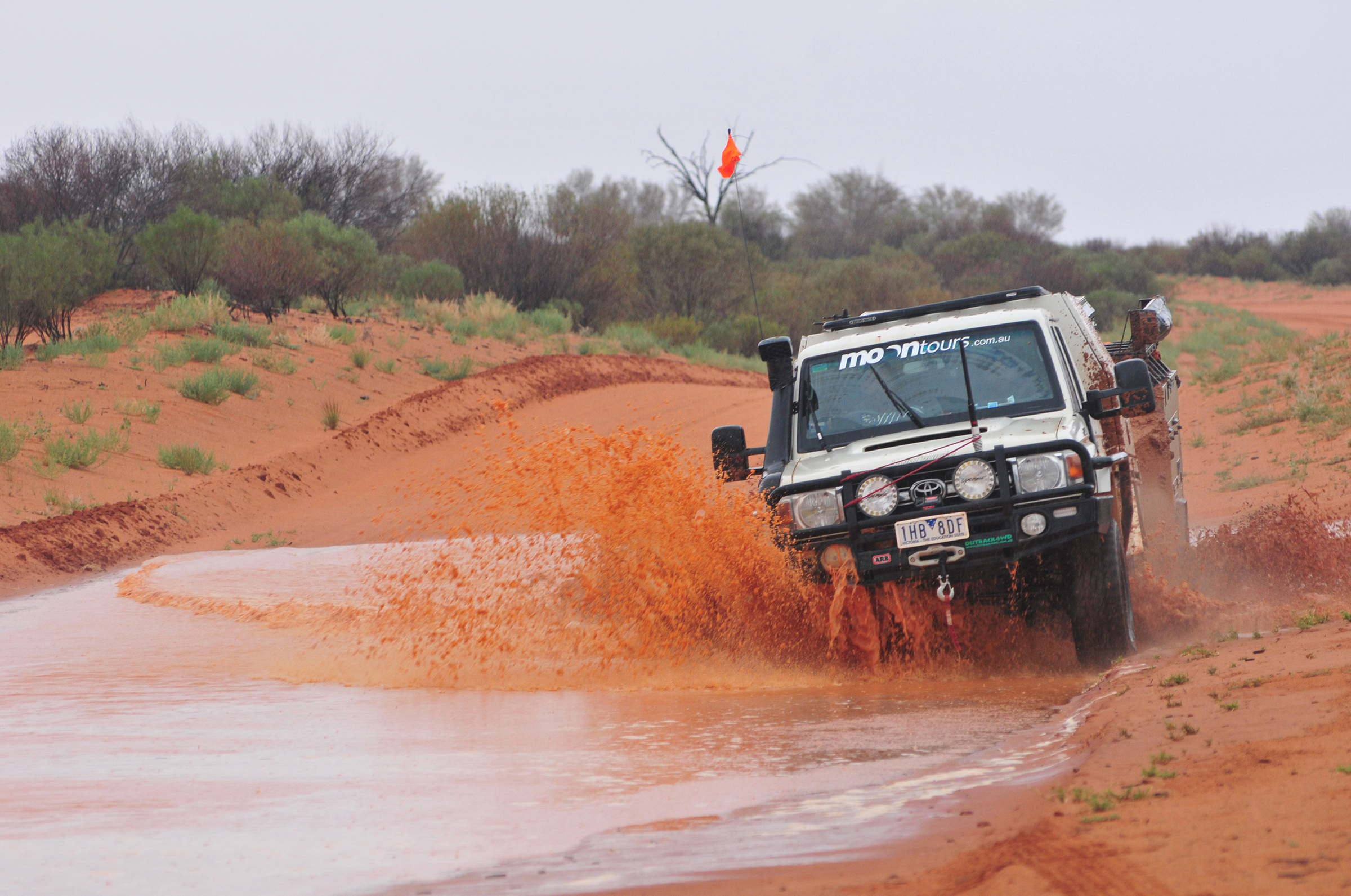 A 4WD crossing water