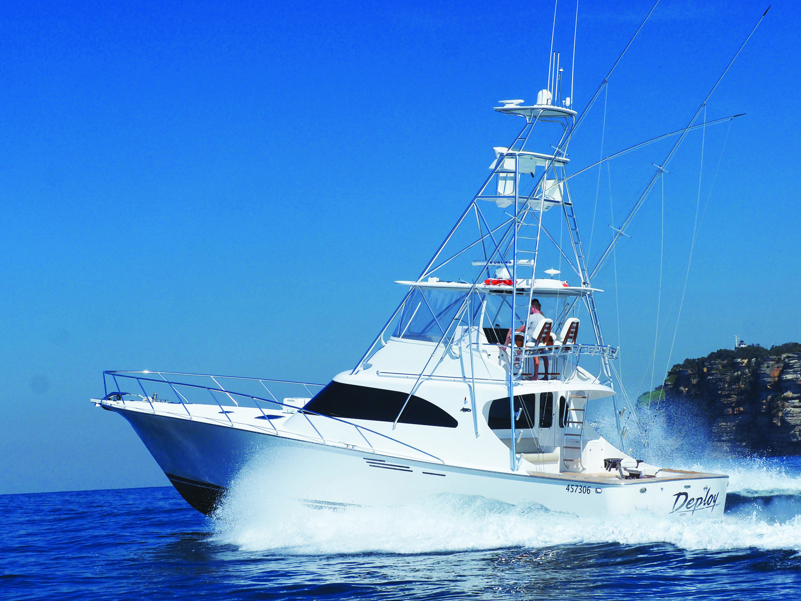 Assegai 58 yacht in water