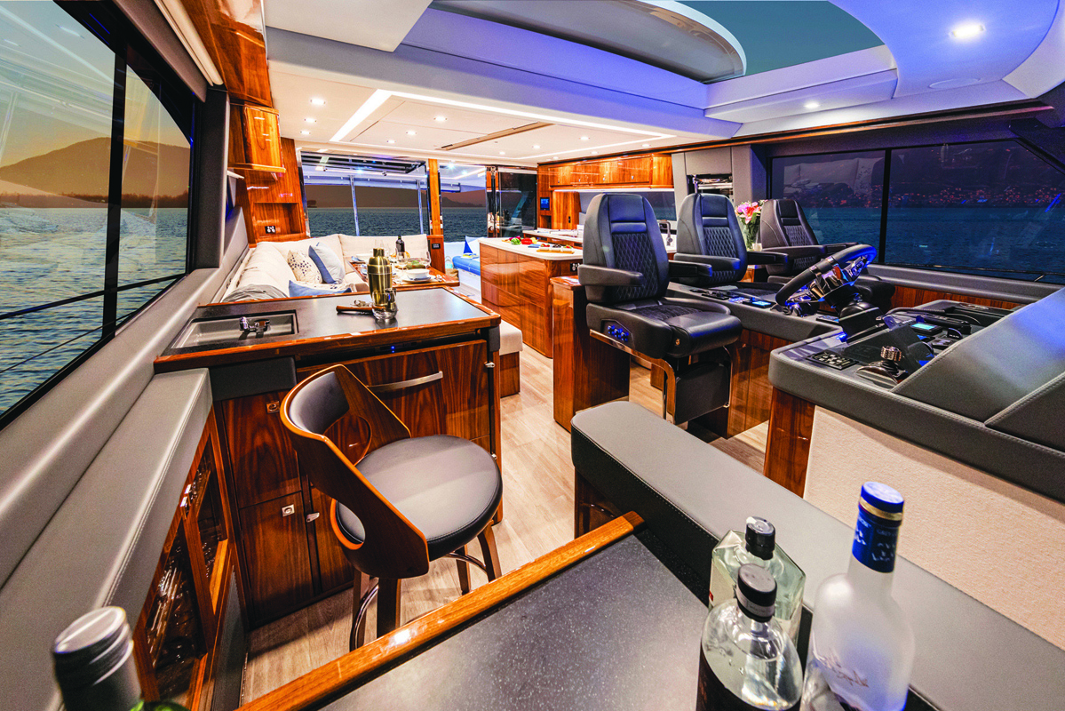 Cockpit and galley of a yacht