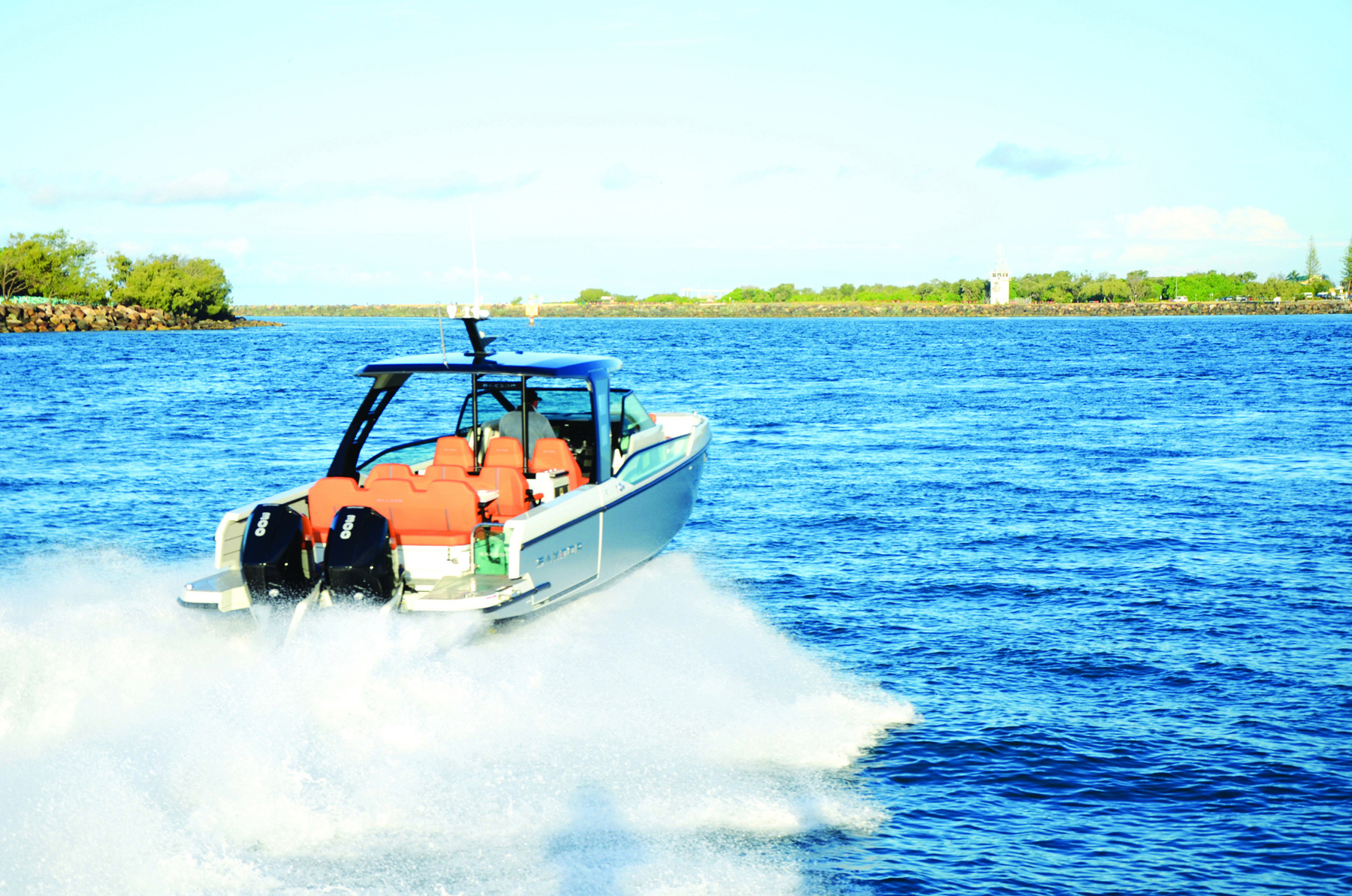 Saxdor boat cruising in water