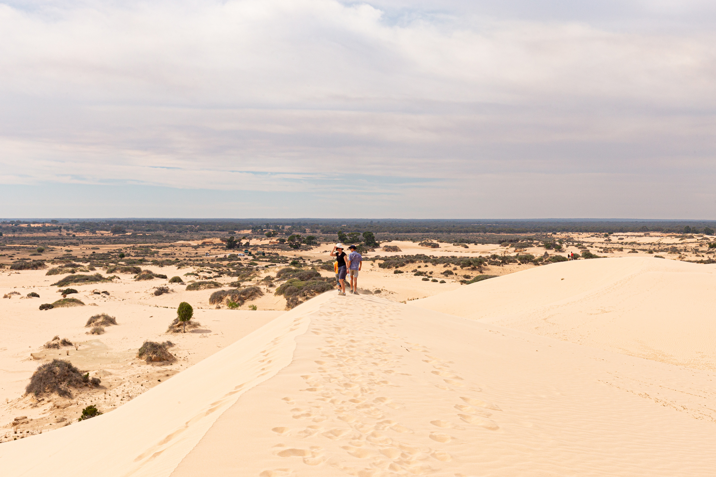 People standing on a sand dune