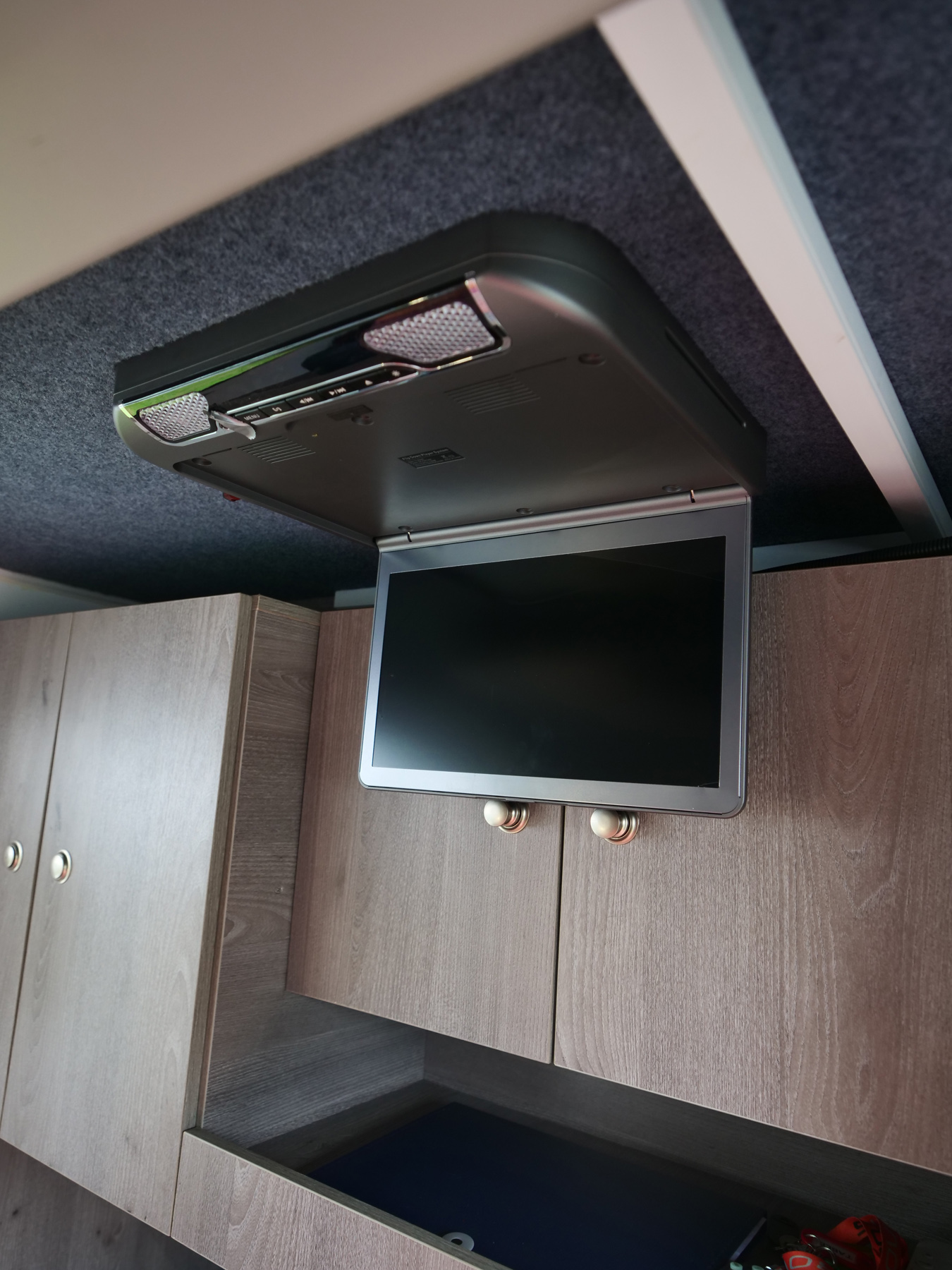 Television inside of a camper trailer